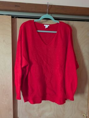 H&M Red V-Neck Women's Sweater